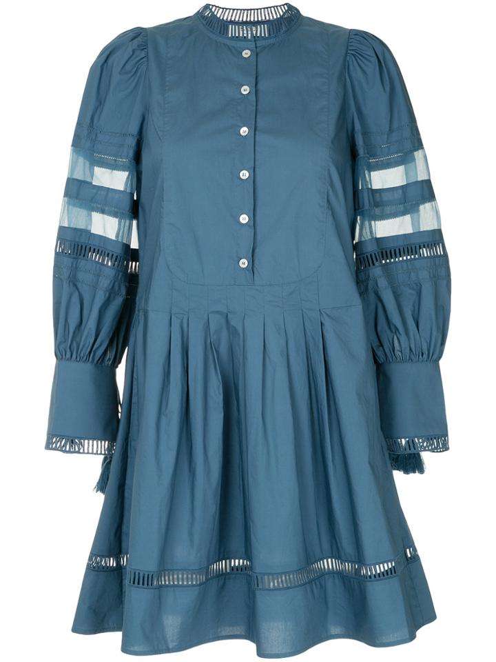 Sea Mesh Insert Dress - Blue