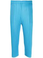 Pleats Please Issey Miyake Pleated Cropped Trousers - Blue