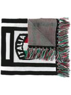 Nicola Indelicato Fringed Patterned Scarf, Men's, Black, Acrylic/wool