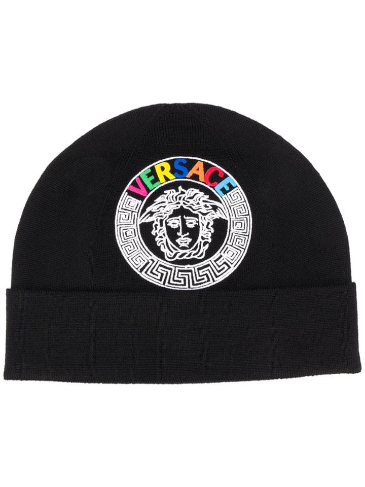 Versace Medusa Emblem Beanie Hat - Black
