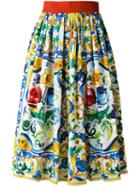 Dolce & Gabbana Majolica Print Midi Skirt, Women's, Size: 38, Cotton