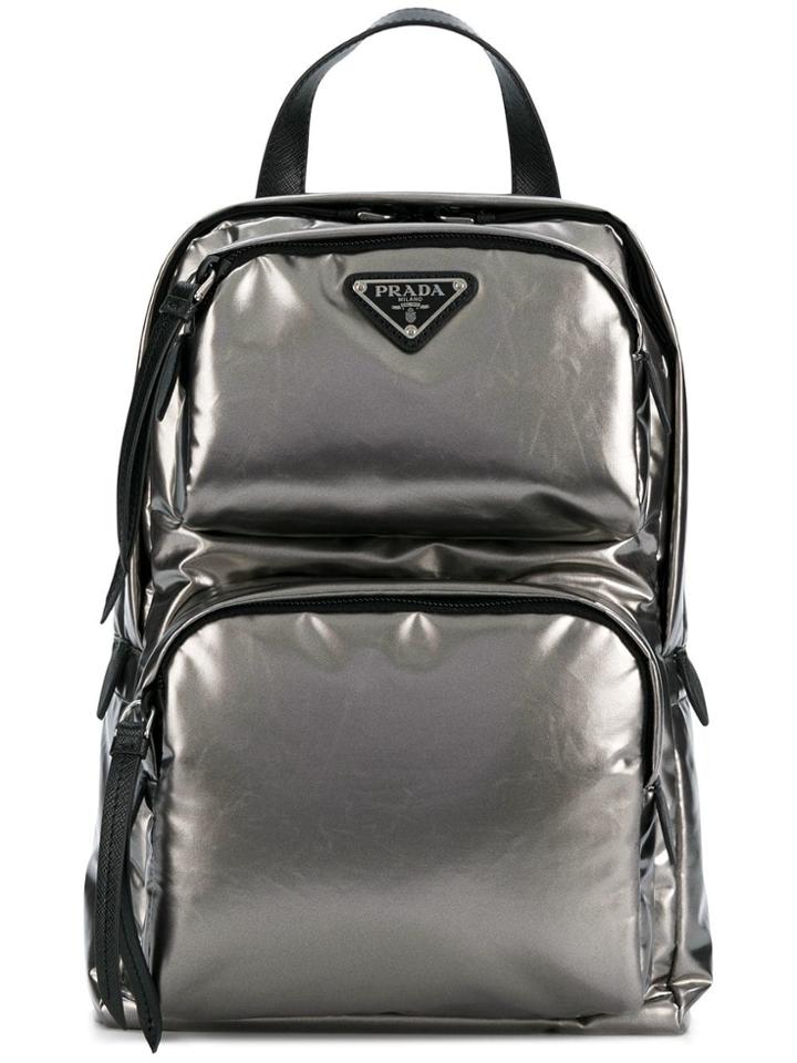 Prada Laminated Logo Backpack - Metallic