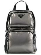 Prada Laminated Logo Backpack - Metallic
