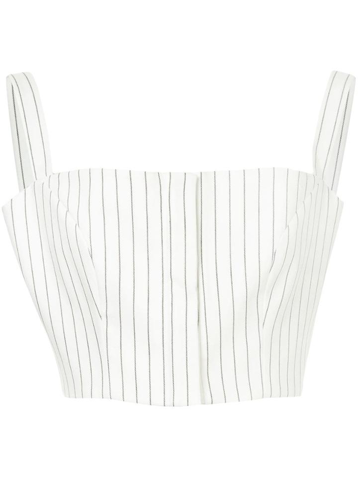 Matin Pinstripe Crop Top - White