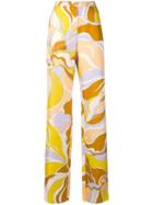 Emilio Pucci Rivera Print Wide Leg Silk Trousers - Brown