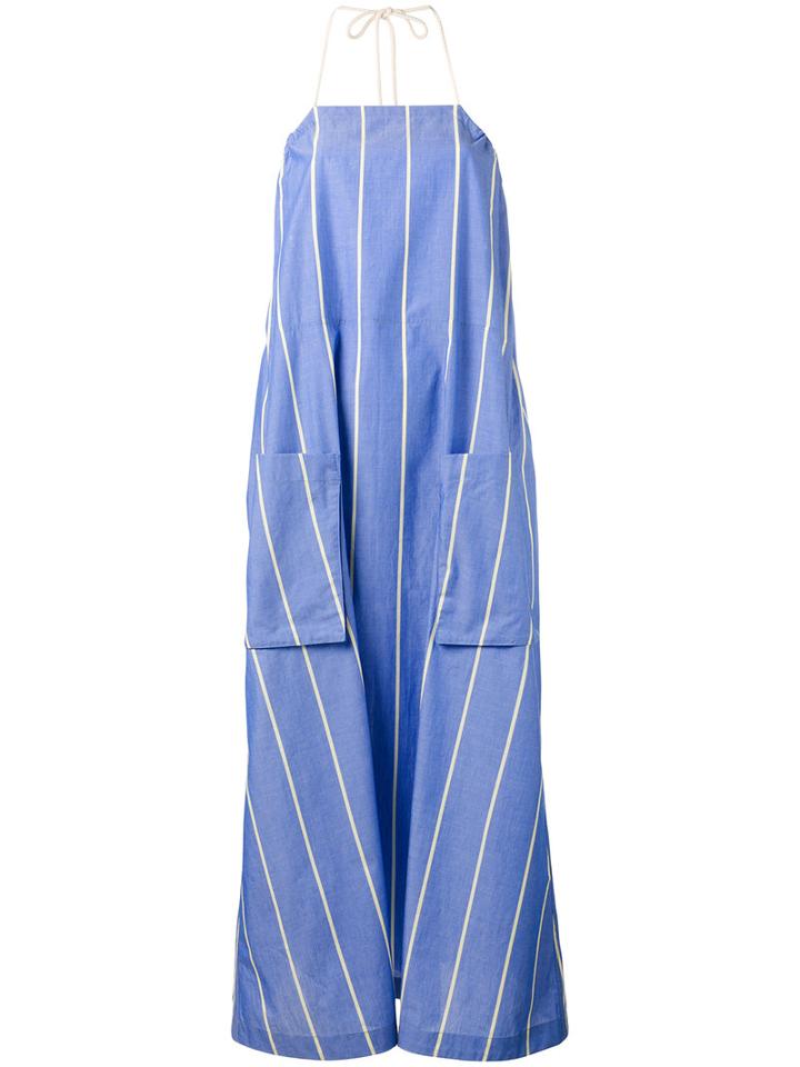Cristaseya - Apron Striped Dress - Women - Cotton - M, Women's, Blue, Cotton