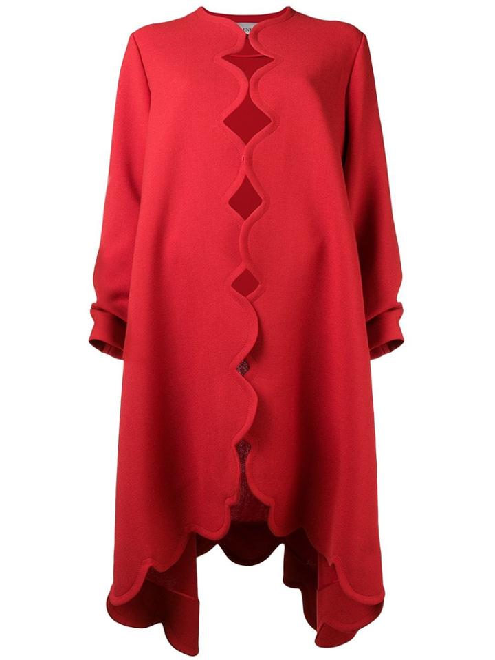 Valentino Scallop Trim Oversized Coat - Red