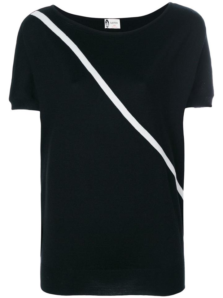 Lanvin - Striped T-shirt - Women - Spandex/elastane/wool - M, Black, Spandex/elastane/wool