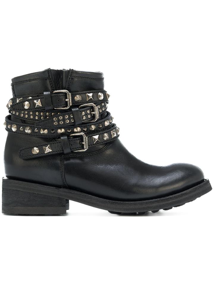 Ash Studded Biker Boots - Black
