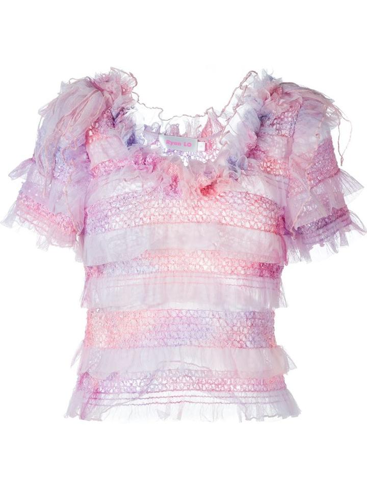 Ryan Lo Short Sleeve Tulle Top