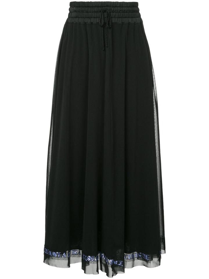 Tu Es Mon Trésor Message Patchwork Mesh Maxi Skirt - Black