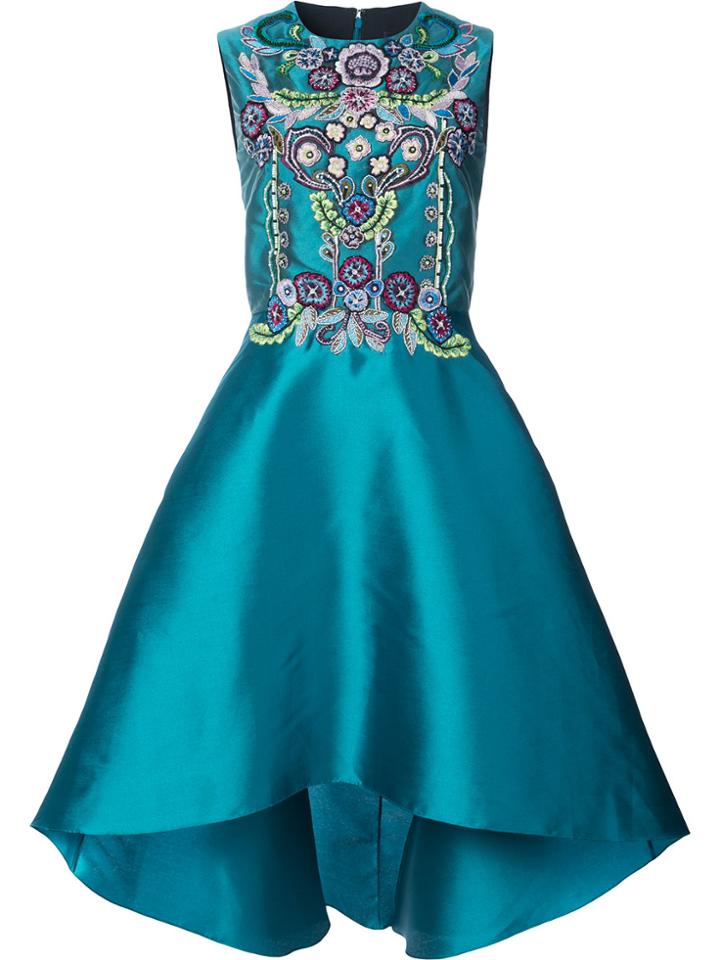 Marchesa Notte High-low Embellished Dress - Blue