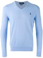 Polo Ralph Lauren Embroidered Logo Jumper, Men's, Size: Medium, Blue, Cotton/cashmere