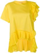 Nude Pleated Trim T-shirt - Yellow