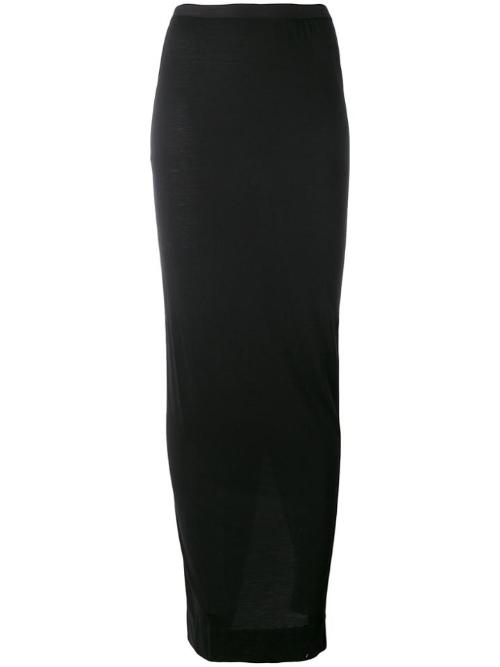 Rick Owens Lilies Jersey Long Asymmetric Skirt - Black