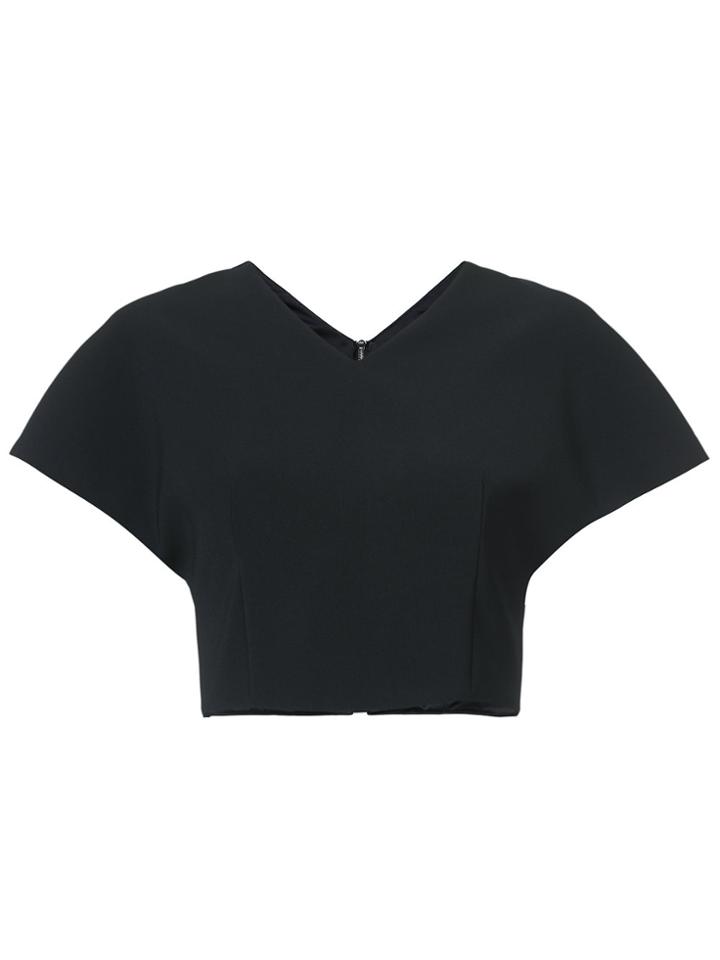 Christian Siriano Cropped V-neck Top - Black