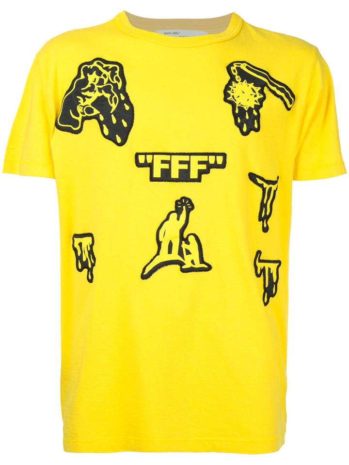 Off-white - 'fff' Patch T-shirt - Men - Cotton - L, Yellow/orange, Cotton