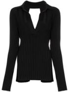 Khaite Sienna Ribbed Knitted Wool Blend Top - Black