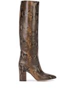 Paris Texas Embossed Snakeskin-print Boots - Black