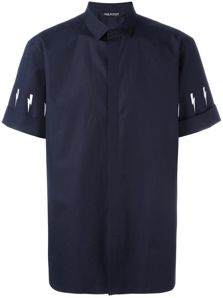 Neil Barrett Lightning Bolt Shirt, Men's, Size: 39, Blue, Cotton