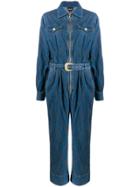 Just Cavalli Belted Denim Jumpsuit - Blue