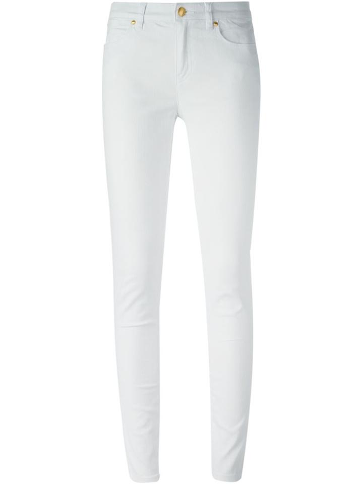 Michael Michael Kors Slim Fit Trousers, Women's, Size: 2, White, Cotton/spandex/elastane