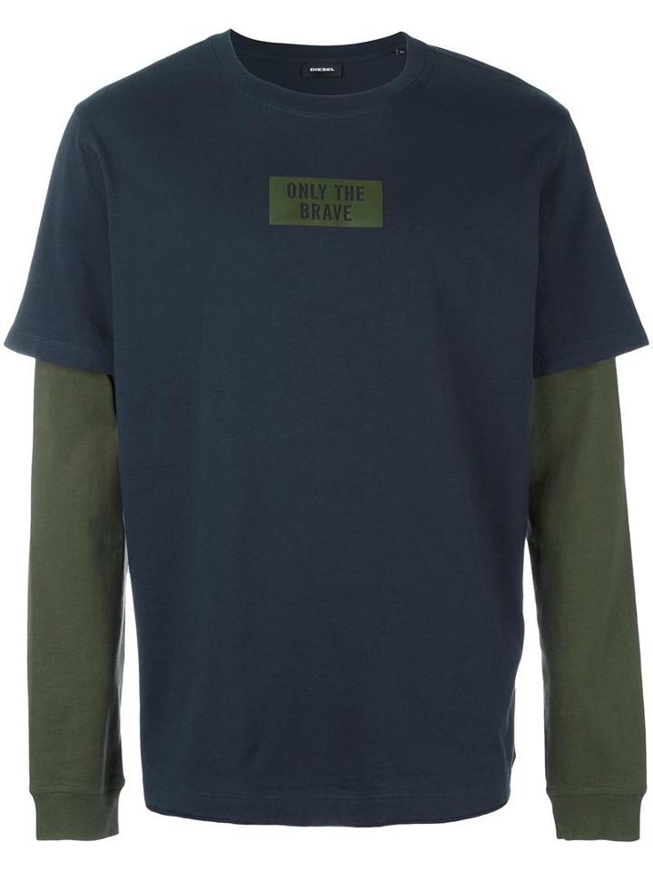 Diesel Layered Sweatshirt, Men's, Size: Small, Blue, Cotton