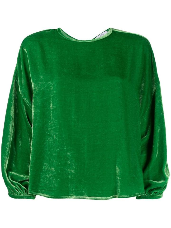 Roseanna Velvet Dropped Shoulder Top - Green