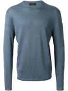 Ermenegildo Zegna Crew Neck Jumper, Men's, Size: 46, Blue, Linen/flax