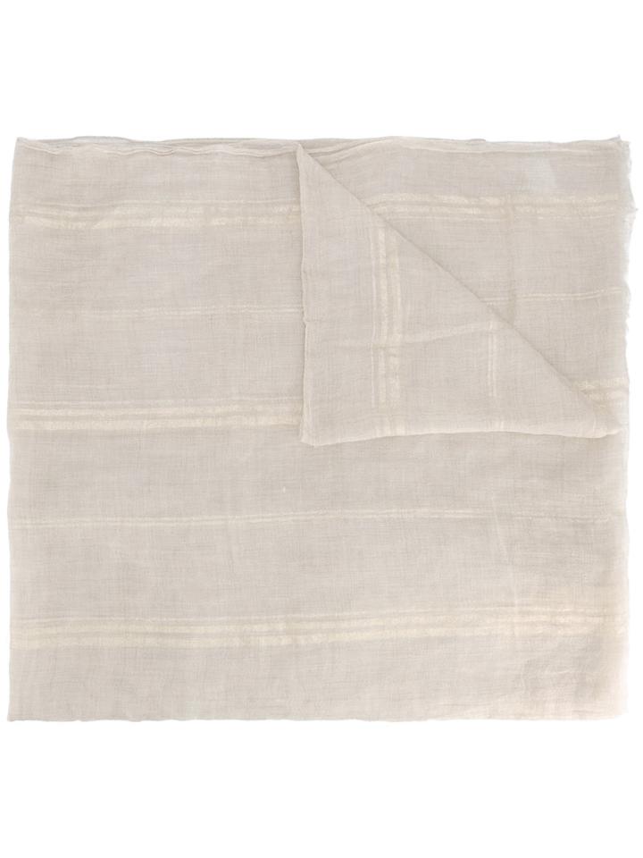 Brunello Cucinelli - Gold-striped Scarf - Women - Polyester/cupro/cashmere - One Size, Nude/neutrals, Polyester/cupro/cashmere