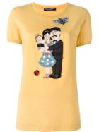 Dolce & Gabbana Family Patch Top, Women's, Size: 40, Yellow/orange, Cotton/silk