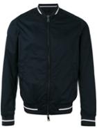 Armani Jeans Striped Cuff Bomber Jacket, Men's, Size: 52, Blue, Cotton/polyester/spandex/elastane