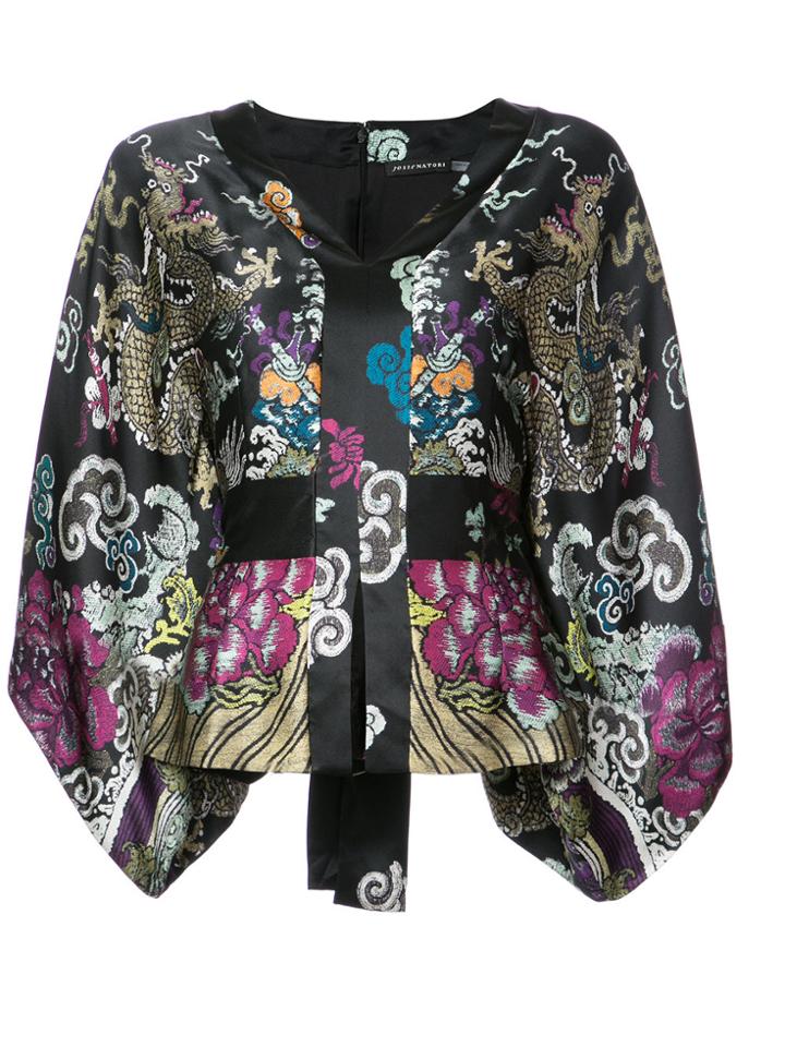 Natori Kimono Sleeve Belted Top - Black