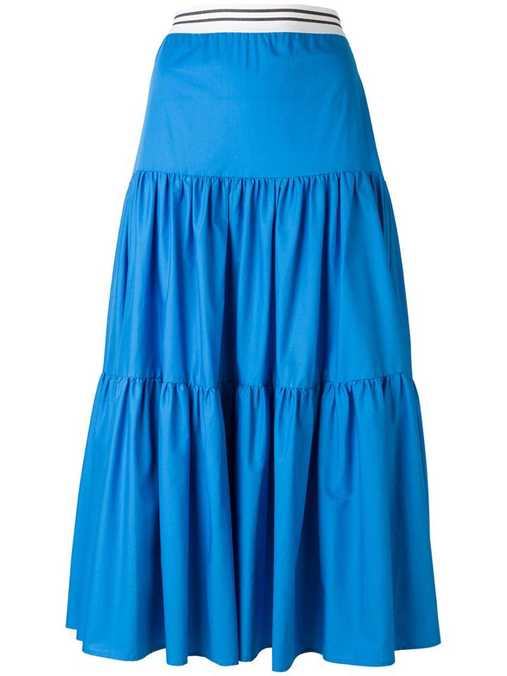 Twin-set Flared Maxi Skirt, Women's, Size: 40, Blue, Cotton/spandex/elastane