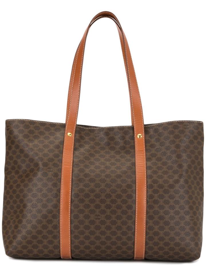 Céline Pre-owned Macadam Pattern Shoulder Tote - Brown