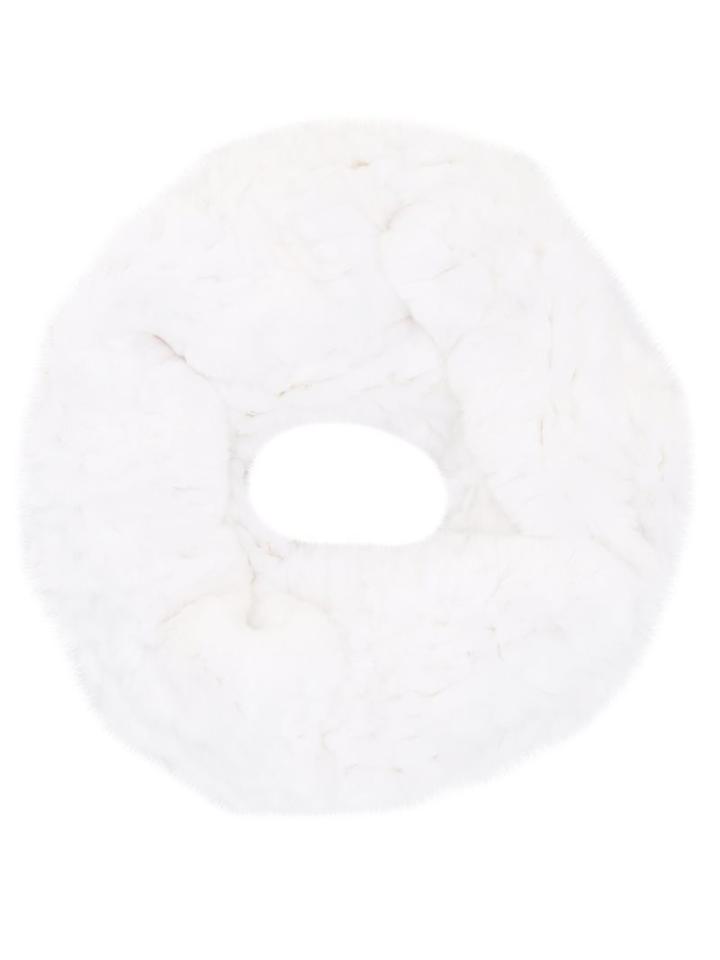 Yves Salomon Rabbit Fur Infinity Scarf, Women's, White, Rabbit Fur