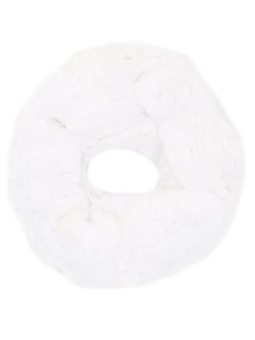 Yves Salomon Rabbit Fur Infinity Scarf, Women's, White, Rabbit Fur