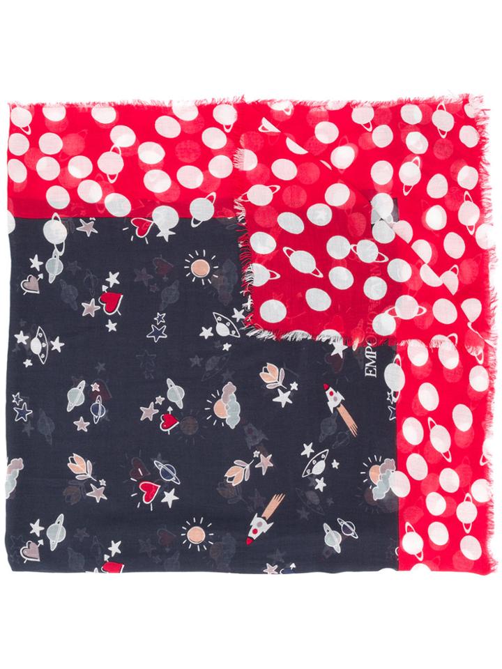 Emporio Armani Space Print Scarf - Blue