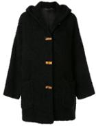 Gucci Pre-owned Bamboo Line Textured Hooded Coat - Black
