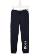 Boss Kids Teen Logo Print Track Pants - Blue