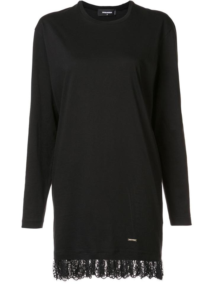 Dsquared2 Lace Hem T-shirt Dress - Black