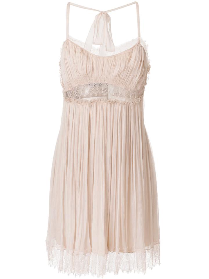 Alberta Ferretti Chiffon Lace Dress - Nude & Neutrals