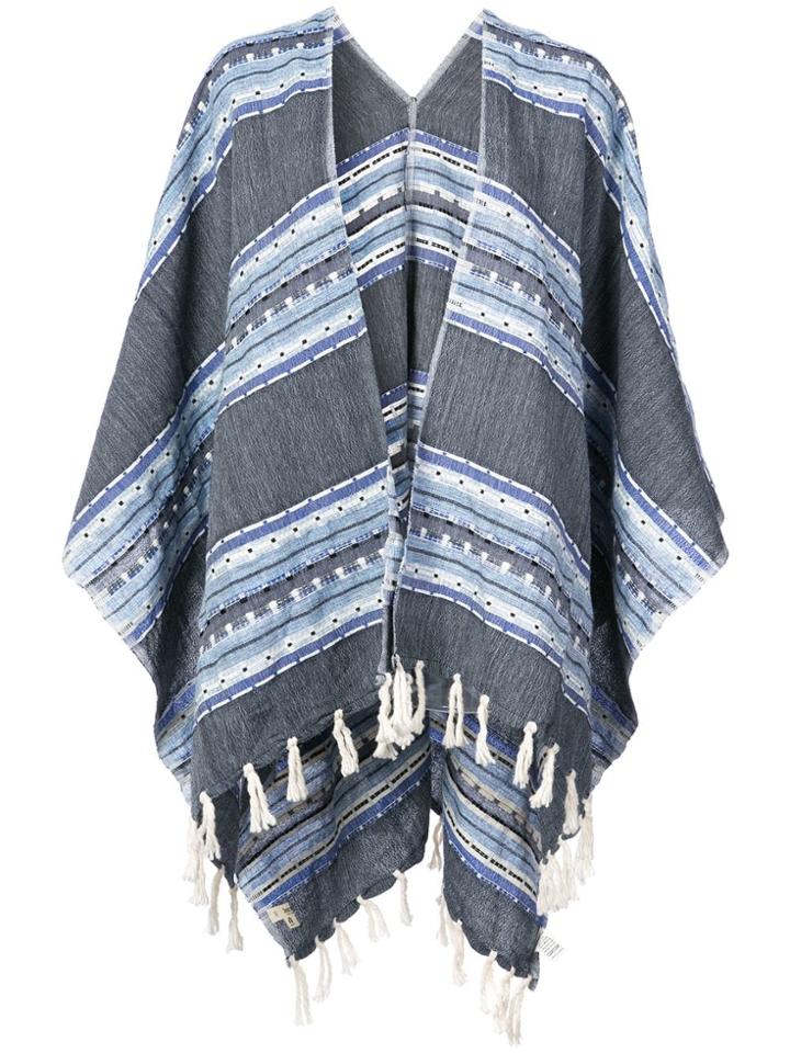 Lemlem Fringed Striped Kimono - Blue