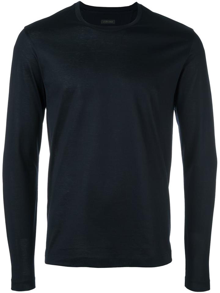 Z Zegna Slim-fit Sweatshirt, Men's, Size: Xl, Blue, Cotton