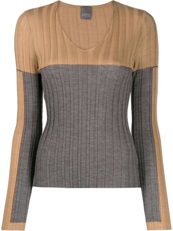 Lorena Antoniazzi Cashmere Two-tone Top - Brown
