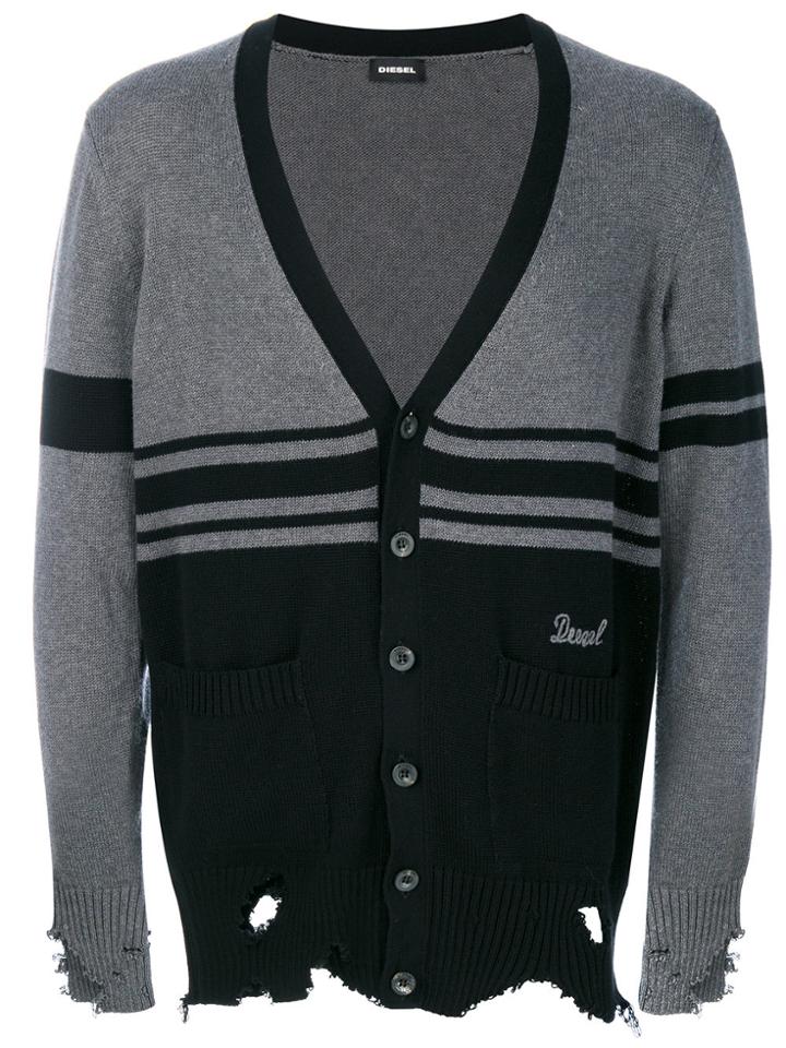 Diesel Kobain Distressed Cardigan - Grey