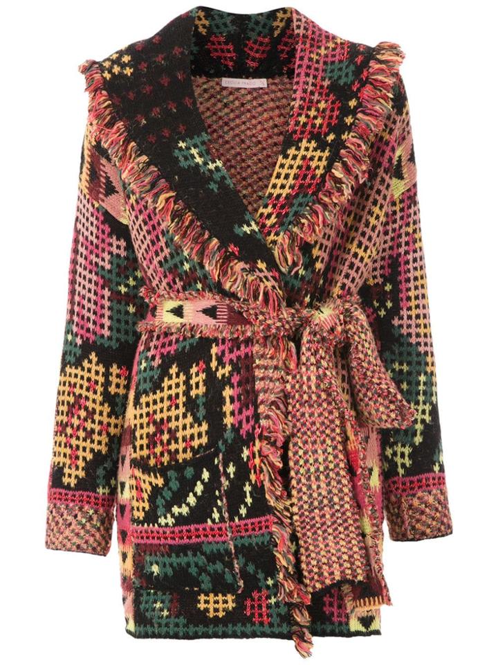Cecilia Prado Printed Knitted Trench Coat - Black