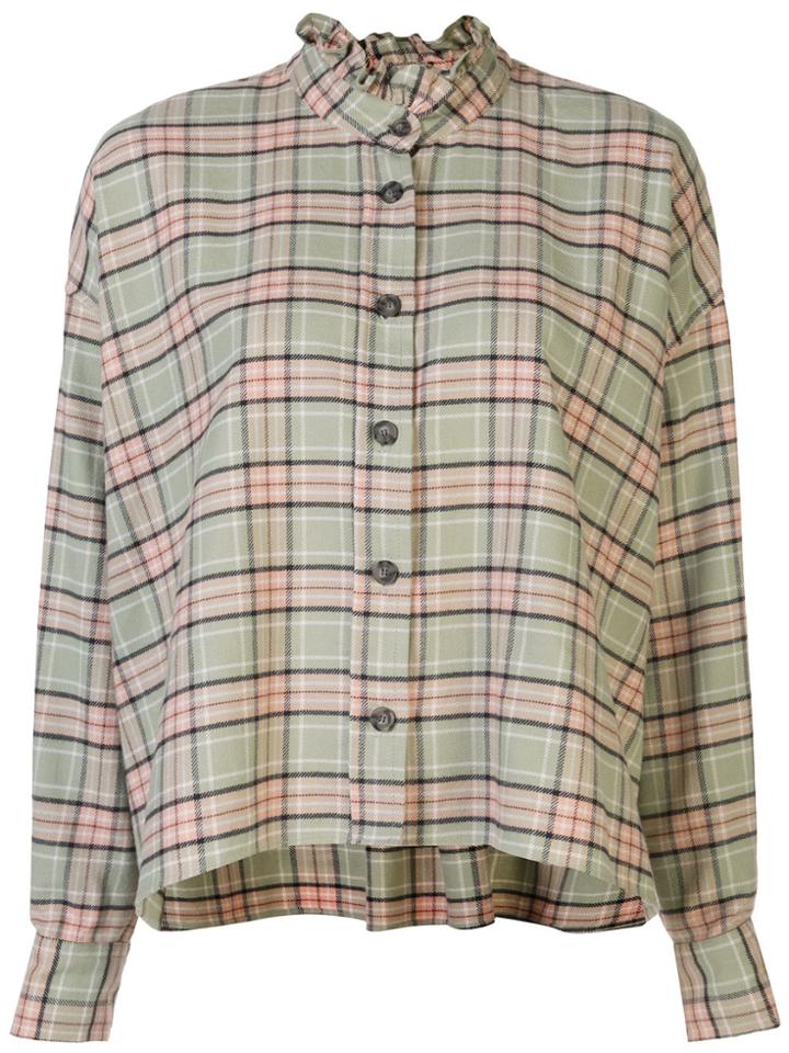 Isabel Marant Étoile Ruffled-neck Check Shirt - Green