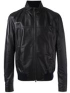 Herno Zip Up Leather Jacket, Men's, Size: 52, Black, Viscose/polyester/lamb Skin