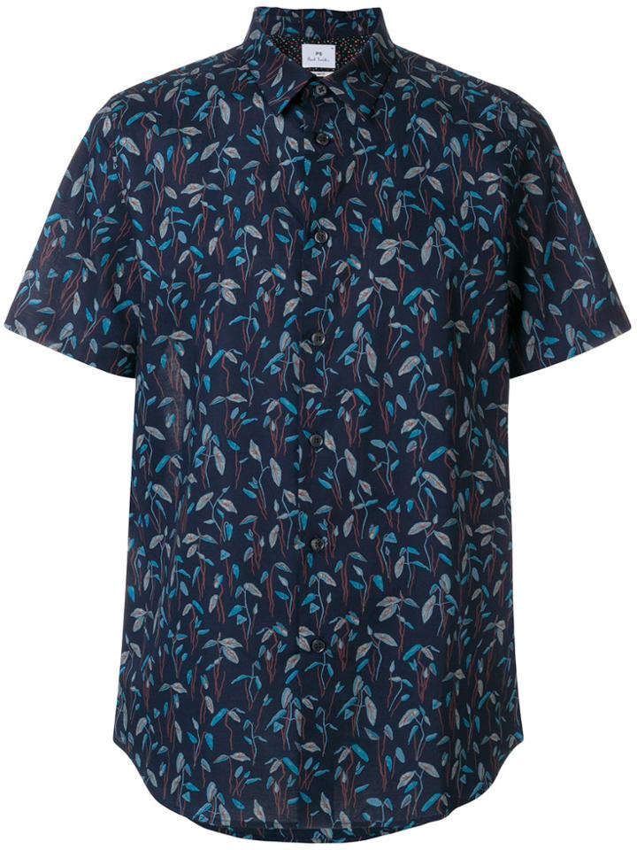 Ps By Paul Smith Slim Fit Foliage Print Shirt - Blue